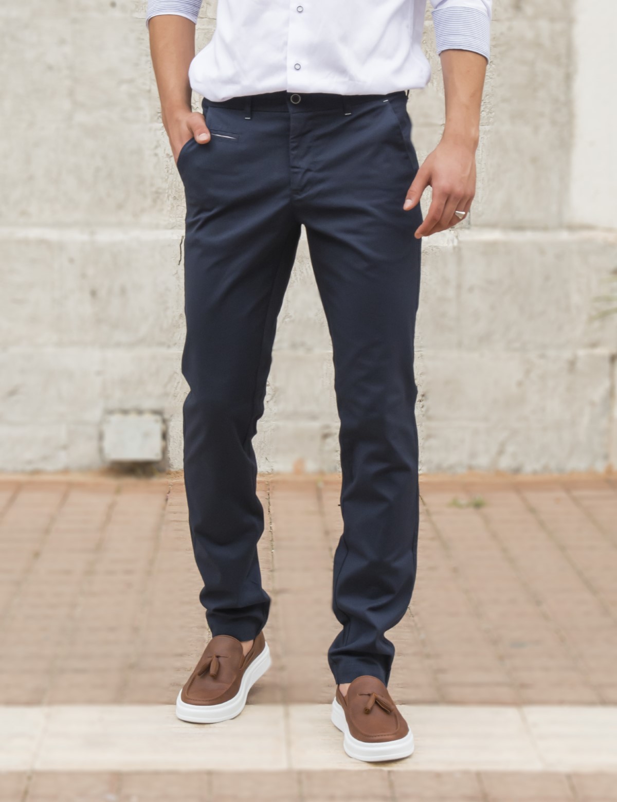 Trial ανδρικό μπλε υφασμάτινο Chinos παντελόνι 23 LoganB φωτογραφία